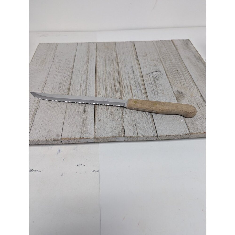 Robinson Carving Utility Knife 7-1/4" Serrated Blade Wood Handle 12" Long